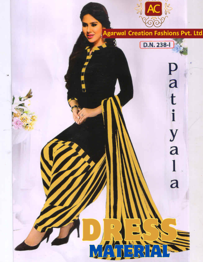 BLACK-YELLOW CONTRAS DRESS MATERIAL