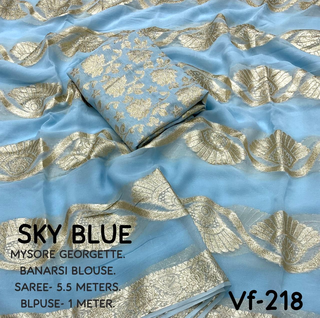 MAYSOUR BANARASI GEORGETTE SKY BLUE SAREE