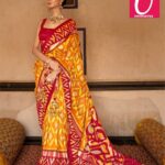 Patola yellow silk blend saree with matching blouse