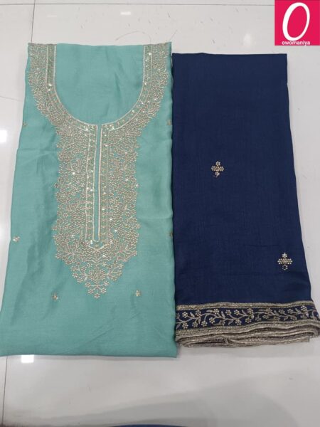 Designer Dress Material in Vichitra Silk with Astar (Unstitched)