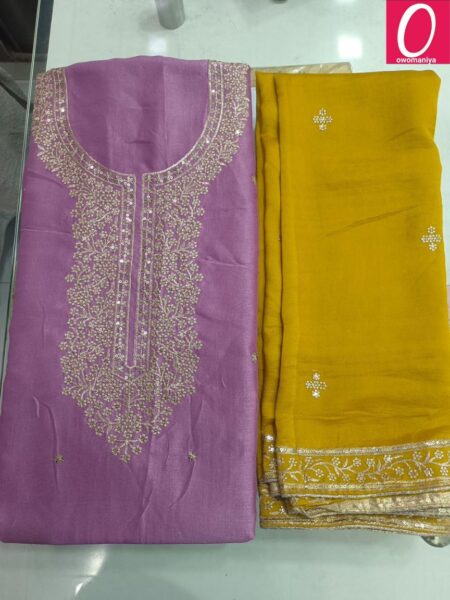 Designer Dress Material in Vichitra Silk with Astar (Unstitched)