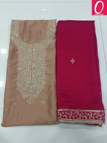 Designer Dress Material in Vichitra Silk with Astar (Unstitched)