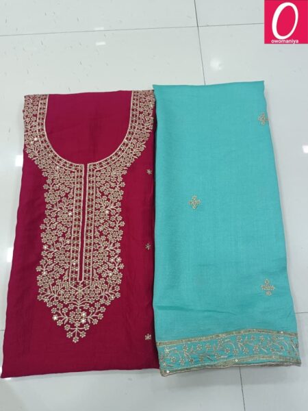 Designer Dress Material in Vichitra Silk with Astar (Unstitched)