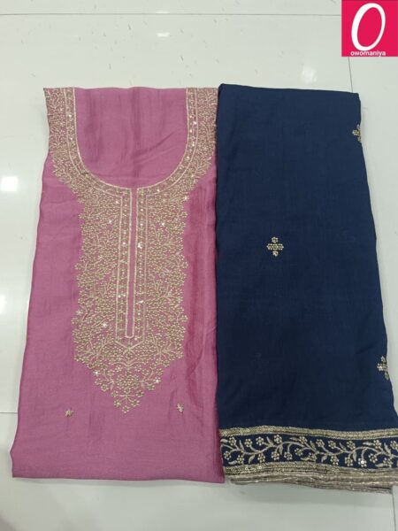 Designer Dress Material in Vichitra Silk with Astar (Unstitched)
