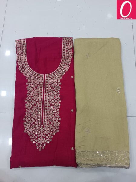 Designer Dress Material in Vichitra Silk with Astar (Unstitched)