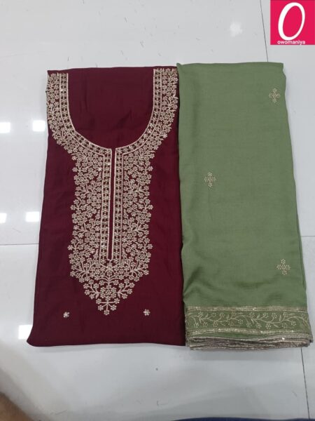 Designer Dress Material in Vichitra Silk with Astar (Unstitched)