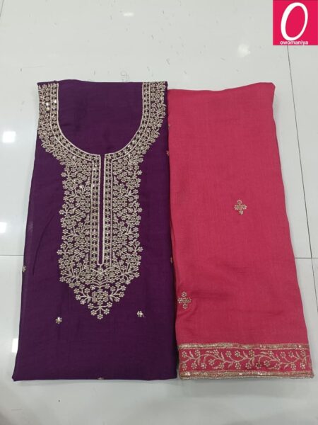 Designer Dress Material in Vichitra Silk with Astar (Unstitched)
