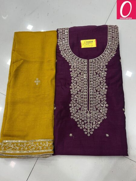 Designer Dress Material in Vichitra Silk with Astar (Unstitched)
