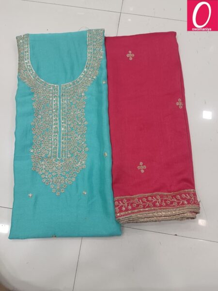Designer Dress Material in Vichitra Silk with Astar (Unstitched)