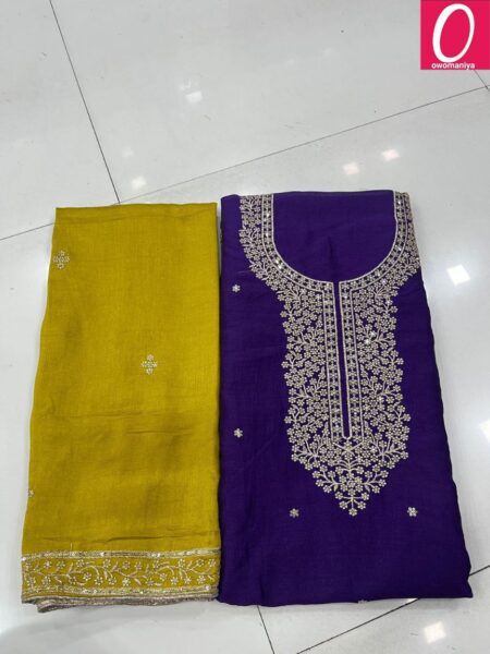 Designer Dress Material in Vichitra Silk with Astar (Unstitched)