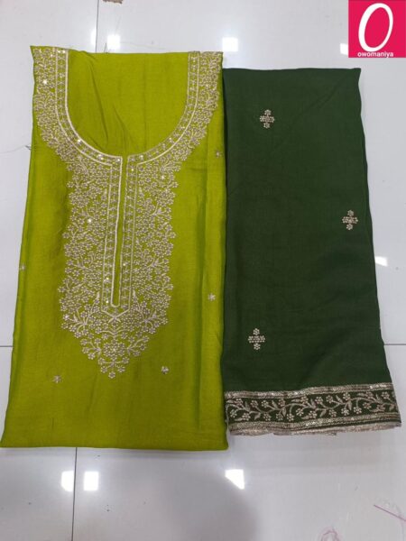Designer Dress Material in Vichitra Silk with Astar (Unstitched)