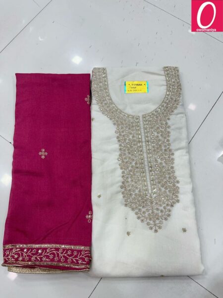 Designer Dress Material in Vichitra Silk with Astar (Unstitched)