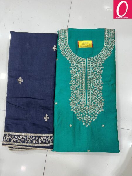 Designer Dress Material in Vichitra Silk with Astar (Unstitched)