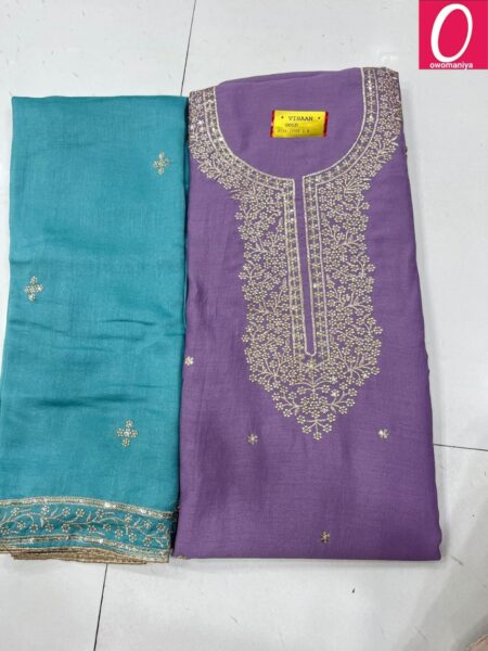 Designer Dress Material in Vichitra Silk with Astar (Unstitched)