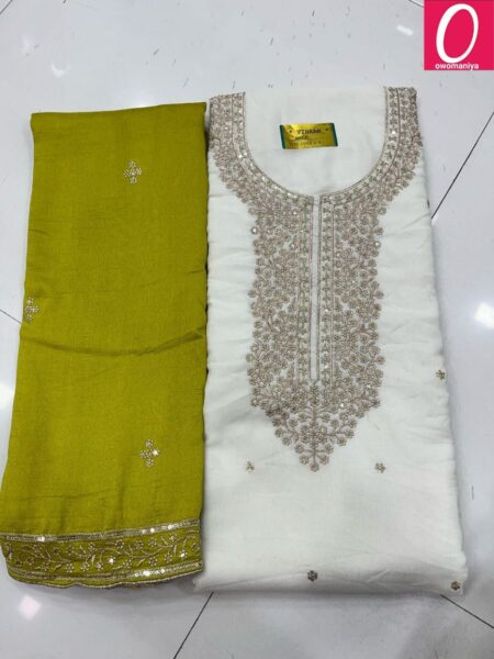 Designer Dress Material in Vichitra Silk with Astar (Unstitched)